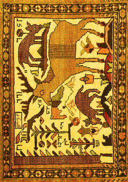 Animal Yellow Traditional Rug, tr2580yw
