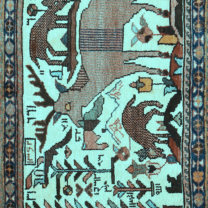 Machine Washable Animal Light Blue Traditional Rug, wshtr2580lblu