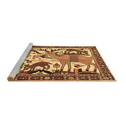 Sideview of Machine Washable Animal Brown Traditional Rug, wshtr2580brn