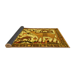 Sideview of Animal Yellow Traditional Rug, tr2580yw