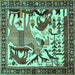 Square Animal Turquoise Traditional Rug, tr2580turq