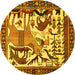 Round Animal Yellow Traditional Rug, tr2580yw