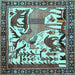 Square Animal Light Blue Traditional Rug, tr2580lblu