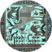 Round Animal Light Blue Traditional Rug, tr2580lblu