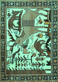 Animal Turquoise Traditional Rug, tr2580turq