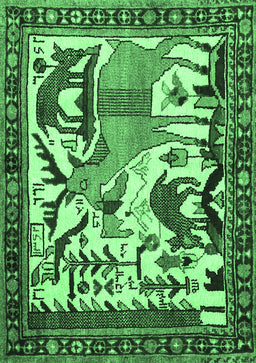 Animal Emerald Green Traditional Rug, tr2580emgrn