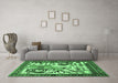 Machine Washable Animal Emerald Green Traditional Area Rugs in a Living Room,, wshtr2580emgrn