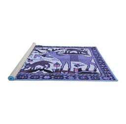 Sideview of Machine Washable Animal Blue Traditional Rug, wshtr2580blu