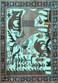 Animal Light Blue Traditional Rug, tr2580lblu