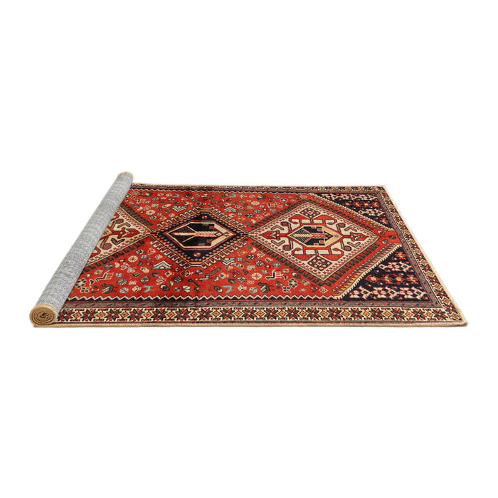Sideview of Machine Washable Traditional Tomato Red Rug, wshtr2581