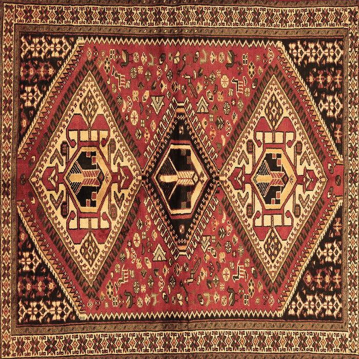 Square Machine Washable Persian Brown Traditional Rug, wshtr2581brn