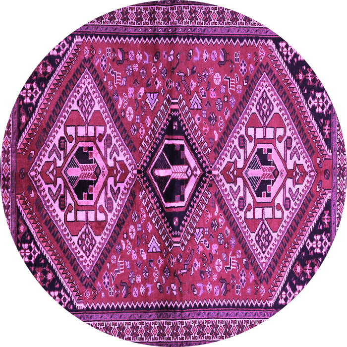 Round Machine Washable Persian Purple Traditional Area Rugs, wshtr2581pur