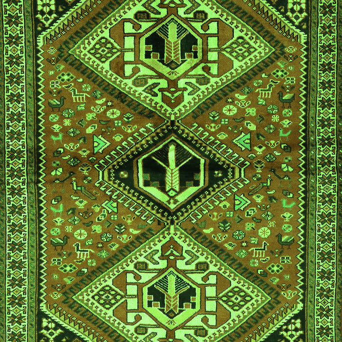 Serging Thickness of Machine Washable Persian Green Traditional Area Rugs, wshtr2581grn