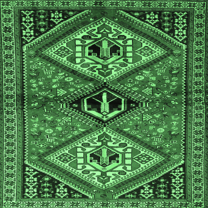 Square Machine Washable Persian Emerald Green Traditional Area Rugs, wshtr2581emgrn