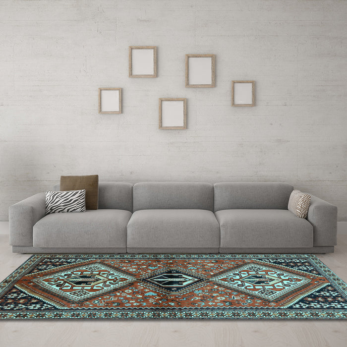 Machine Washable Persian Light Blue Traditional Rug in a Living Room, wshtr2581lblu
