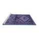 Sideview of Machine Washable Persian Blue Traditional Rug, wshtr2581blu