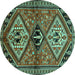 Round Persian Turquoise Traditional Rug, tr2581turq