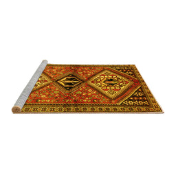 Sideview of Machine Washable Persian Yellow Traditional Rug, wshtr2581yw