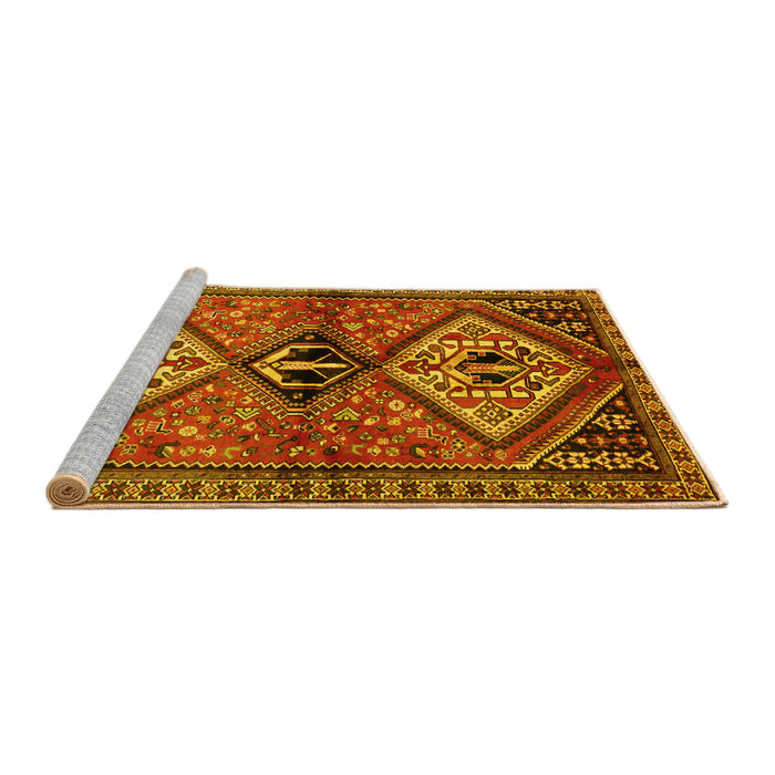 Sideview of Machine Washable Persian Yellow Traditional Rug, wshtr2581yw
