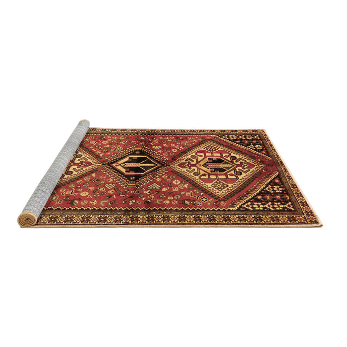 Sideview of Machine Washable Persian Brown Traditional Rug, wshtr2581brn