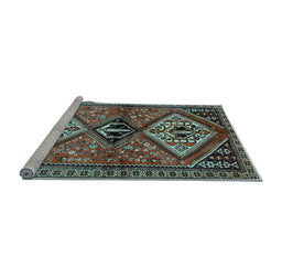 Sideview of Machine Washable Persian Light Blue Traditional Rug, wshtr2581lblu