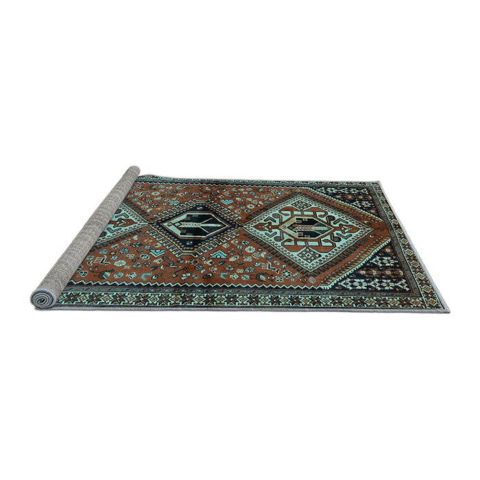 Sideview of Machine Washable Persian Light Blue Traditional Rug, wshtr2581lblu