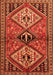 Serging Thickness of Machine Washable Persian Orange Traditional Area Rugs, wshtr2581org