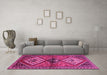 Machine Washable Persian Pink Traditional Rug in a Living Room, wshtr2581pnk