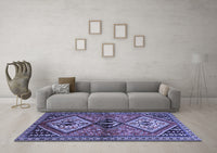 Machine Washable Persian Blue Traditional Rug, wshtr2581blu