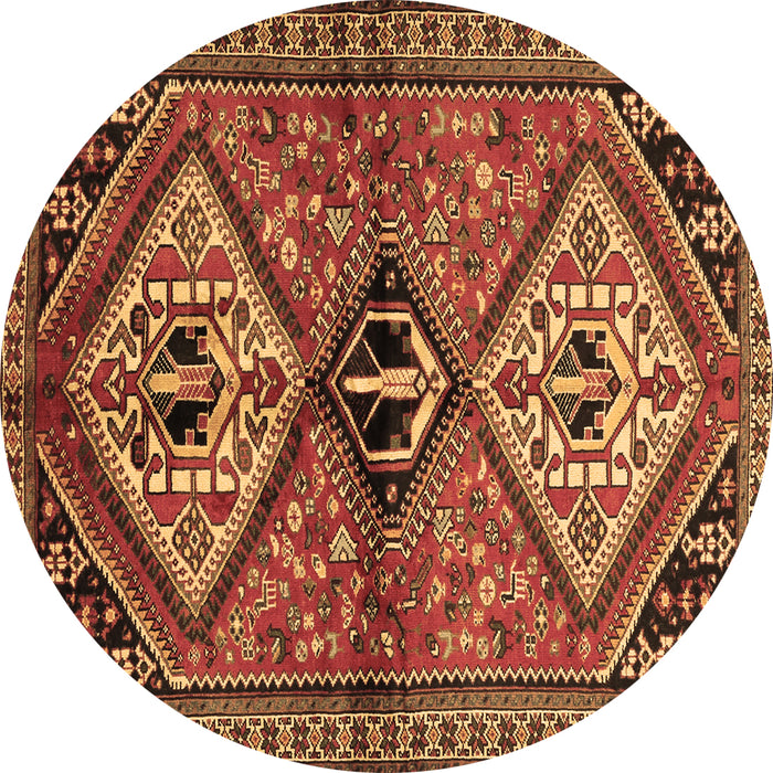 Round Machine Washable Persian Brown Traditional Rug, wshtr2581brn