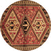 Round Machine Washable Persian Brown Traditional Rug, wshtr2581brn