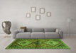 Machine Washable Persian Green Traditional Area Rugs in a Living Room,, wshtr2581grn