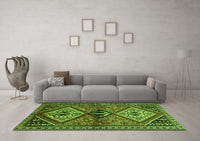 Machine Washable Persian Green Traditional Rug, wshtr2581grn