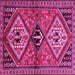 Square Machine Washable Persian Pink Traditional Rug, wshtr2581pnk