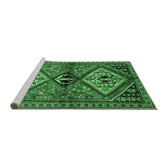 Sideview of Machine Washable Persian Emerald Green Traditional Area Rugs, wshtr2581emgrn