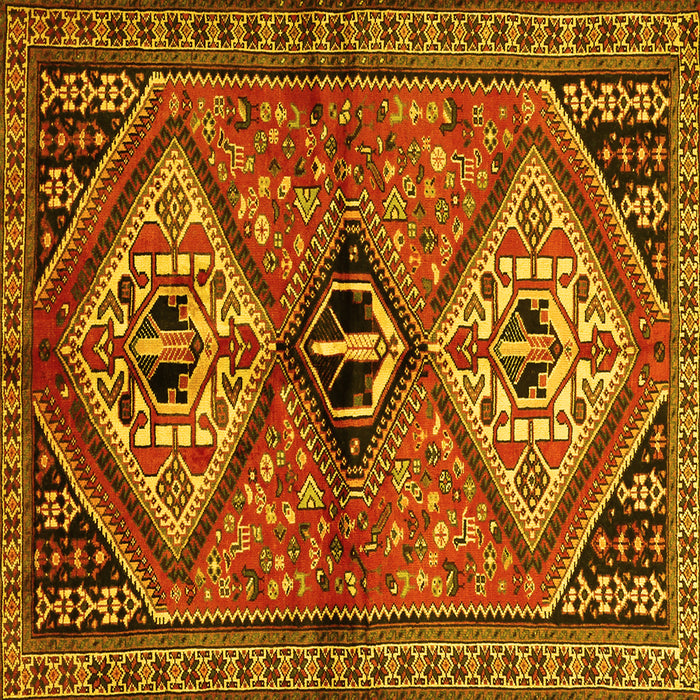 Square Machine Washable Persian Yellow Traditional Rug, wshtr2581yw