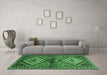 Machine Washable Persian Emerald Green Traditional Area Rugs in a Living Room,, wshtr2581emgrn