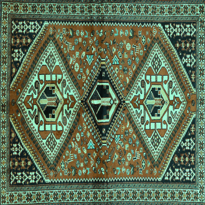 Square Machine Washable Persian Turquoise Traditional Area Rugs, wshtr2581turq