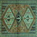 Square Machine Washable Persian Turquoise Traditional Area Rugs, wshtr2581turq