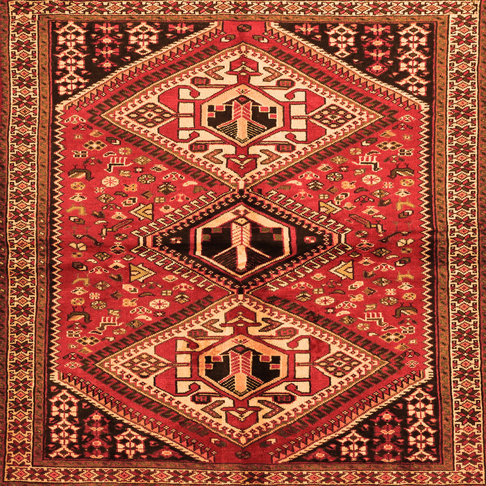 Round Machine Washable Persian Orange Traditional Area Rugs, wshtr2581org