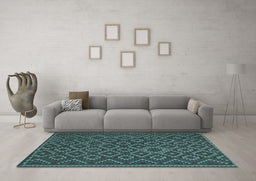 Machine Washable Southwestern Light Blue Country Rug in a Living Room, wshtr2582lblu