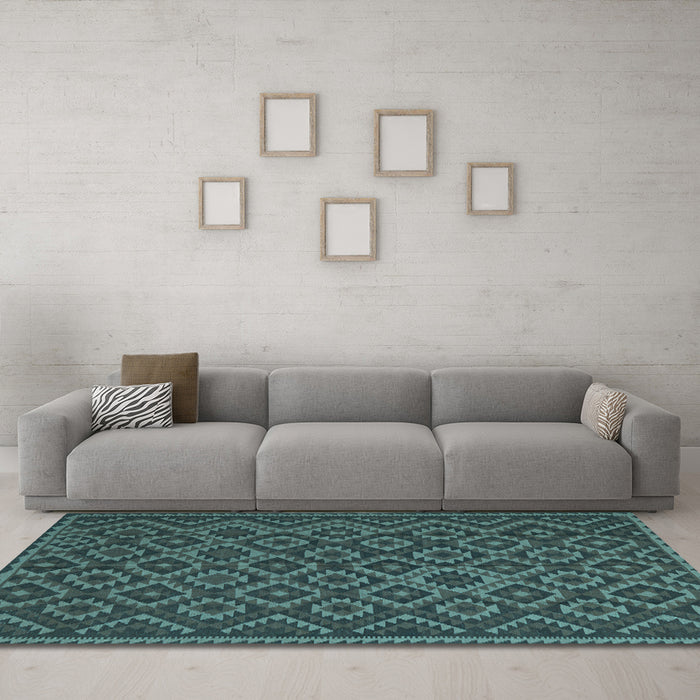 Machine Washable Southwestern Light Blue Country Rug in a Living Room, wshtr2582lblu
