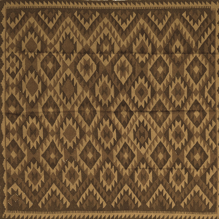 Square Machine Washable Southwestern Brown Country Rug, wshtr2582brn