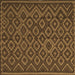 Square Machine Washable Southwestern Brown Country Rug, wshtr2582brn