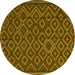 Round Southwestern Yellow Country Rug, tr2582yw