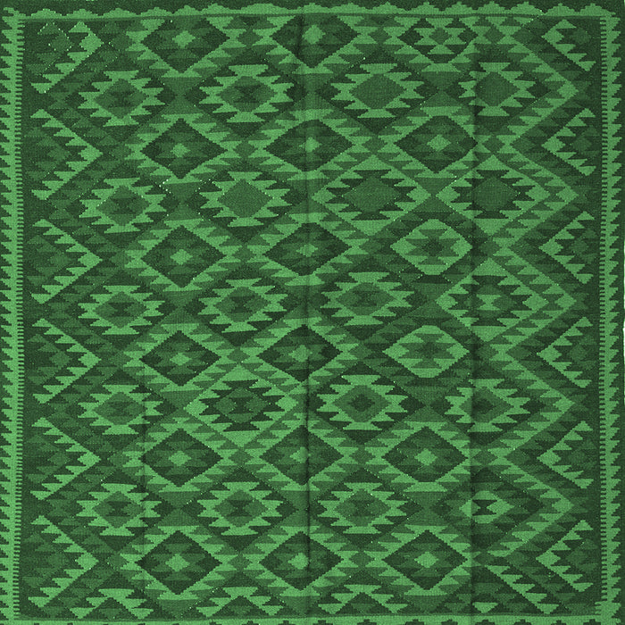 Square Southwestern Emerald Green Country Rug, tr2582emgrn