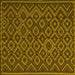 Square Machine Washable Southwestern Yellow Country Rug, wshtr2582yw