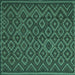 Square Southwestern Turquoise Country Rug, tr2582turq