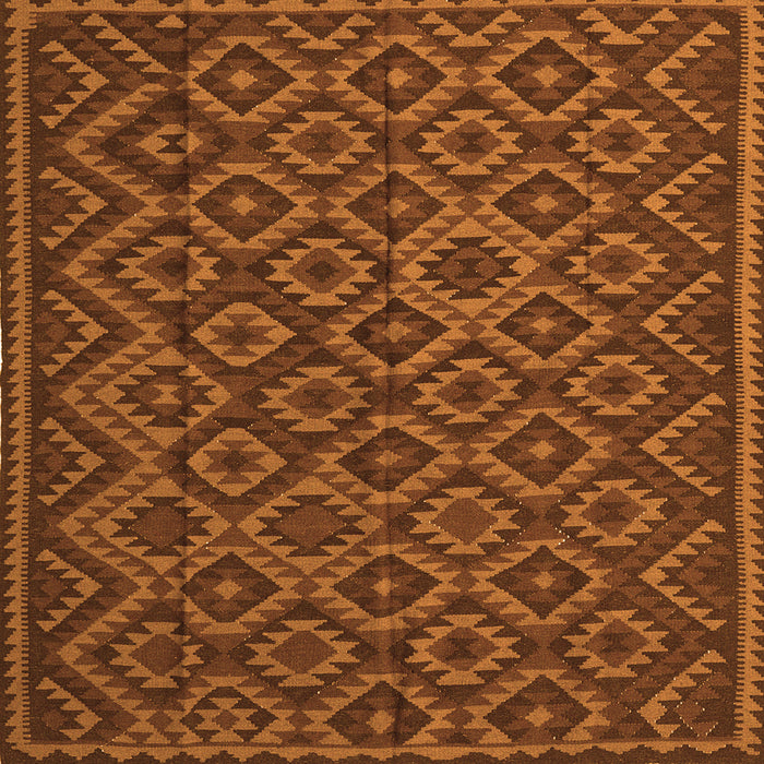 Round Machine Washable Southwestern Orange Country Area Rugs, wshtr2582org