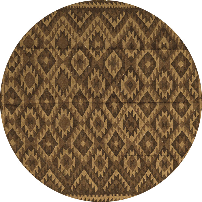 Round Machine Washable Southwestern Brown Country Rug, wshtr2582brn